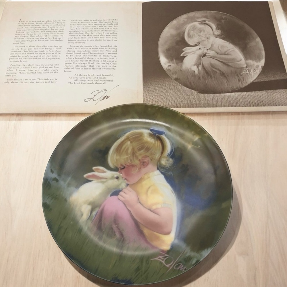 Children & Pets, Donald Zolan Hand Painted Collector’s Plate, Child Themed Decor - Picture 5 of 9